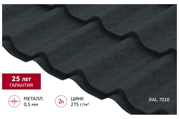 Металлочерепица Grand Line Классик 0,5 Satin Matt TX RR 32 в Москве
