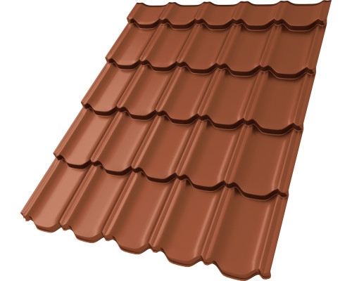 Металлочерепица Kvinta Plus 3D 0,5 Satin Matt TX RAL 8004 терракота в Москве